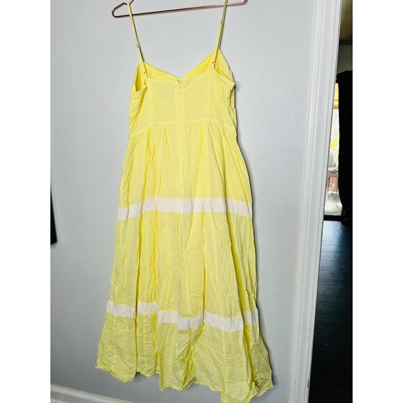 JASON WU COLLECTIVE Yellow 100% Cotton Lace Square Neckline Midi Dress Size 10 - Picture 6 of 14
